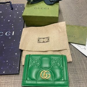Rare Green Leather Gucci GG Matelassé Wallet
